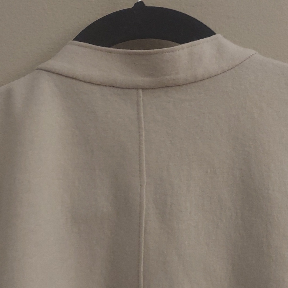 NEW EILEEN FISHER XL Wool Mandarin Collar Button Down Long Sleeve Jacket Chalk - Picture 10 of 16